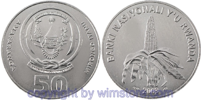 Rwanda, 50 Francs 2003, KM 26, Eisen vernickelt