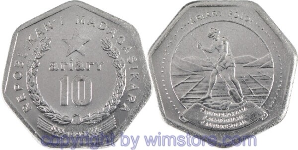 Madagaskar, 10 Ariary 1999, FAO, KM 27, Stahl