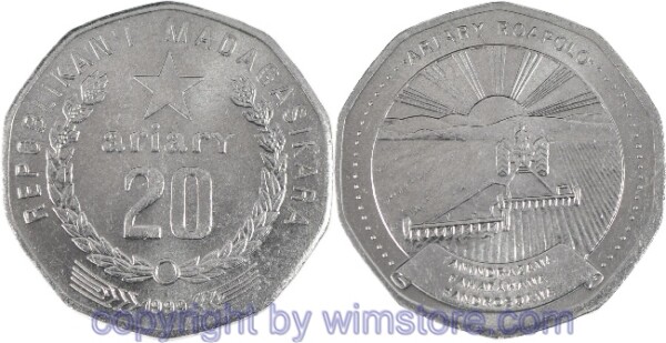 Madagaskar, 20 Ariary 1999, FAO, KM 24.2, Stahl vernickelt