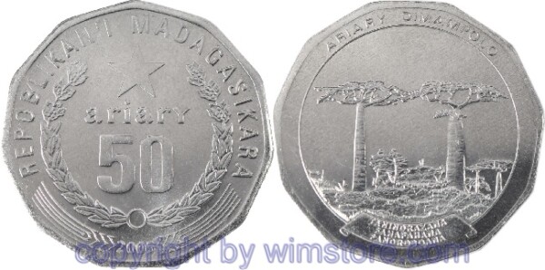 Madagaskar, 50 Ariary 2005, FAO, KM 25.2, Stahl