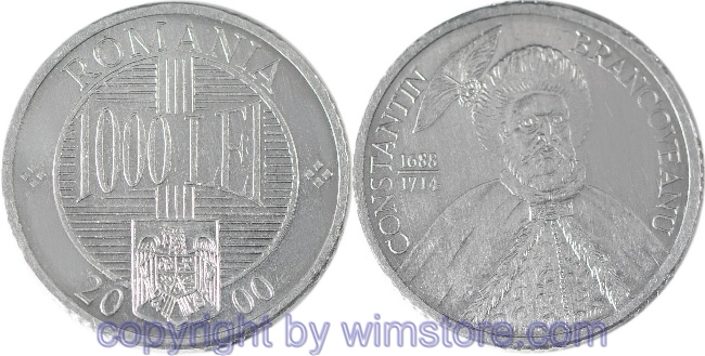 Rumänien, 1000 Lei 2000 - 2004, KM 153, Aluminium