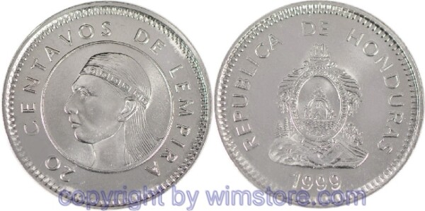 Honduras, 20 Centavos 1995 - 2010, KM 83.2a, Ku/Ni