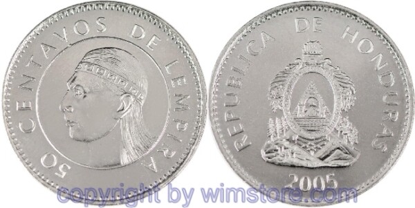Honduras, 50 Centavos 1995 - 2007, KM 84.a2, Stahl vernickelt