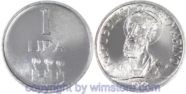 San Marino, 1 Lira 1972, Marinus von Dalmatien, KM 14, Aluminium, st