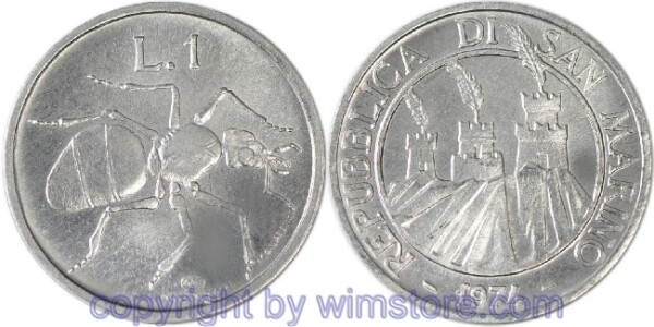 San Marino, 1 Lira 1974, Ameise, KM 30, Aluminium, st