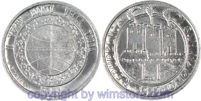 San Marino, 1 Lira 1977, Globus, KM 63, Aluminium, st