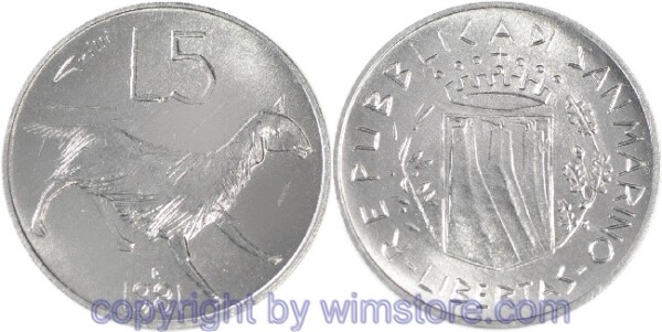 San Marino, 5 Lire 1981, Schaf, KM 118, Aluminium, st