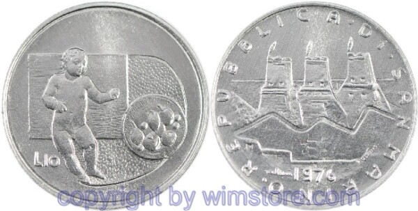 San Marino, 10 Lire 1976, Kind und Schüssel mit Früchten, KM 54, Aluminium, st