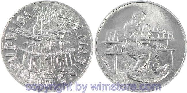 San Marino, 10 Lire 1978, Töpfer, KM 79, Aluminium, st