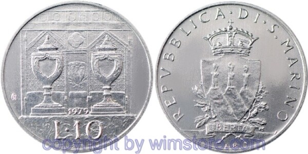 San Marino, 10 Lire 1979, Wahlurnen, KM 92, Aluminium, st