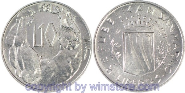 San Marino, 10 Lire 1981, Putto, KM 119, Aluminium, st