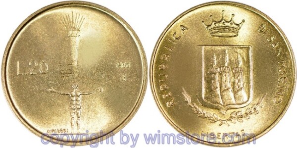 San Marino, 20 Lire 1983, Atomkriegbedrohung, KM 149, Alu/Bro