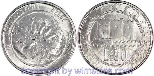 San Marino, 50 Lire 1977, Firmament, Finger, KM 68, Stahl, st