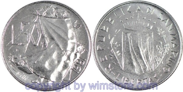 San Marino, 50 Lire 1981, Person mit Kinder, KM 121, Stahl, st