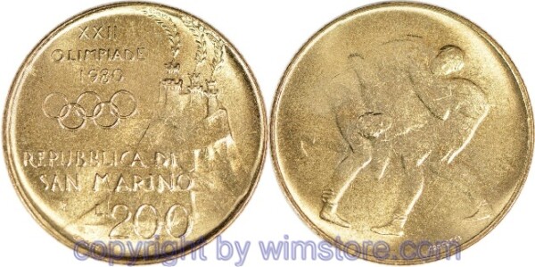 San Marino, 200 Lire 1980, Ringer, KM 109, Alu/Bro