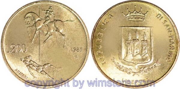 San Marino, 200 Lire 1983, Atomkriegbedrohung, KM 152, Alu/Bro