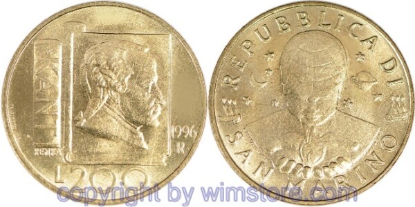 San Marino, 200 Lire 1996, Immanuel Kant, KM 356, Alu/Bro