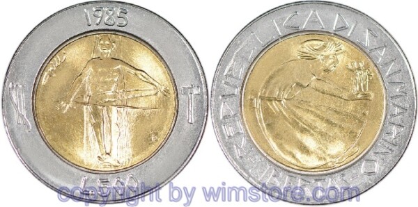 San Marino, 500 Lire 1985, Kampf dem Drogenmissbrauch, KM 181, Bi-Metall
