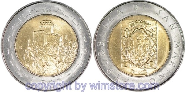 San Marino, 500 Lire 1988, Bergwerke in San Marino, KM 226 Bi-Metall