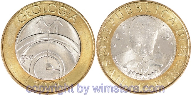 San Marino, 1000 Lire 1998, Geologie, KM 384, Bi-Metall