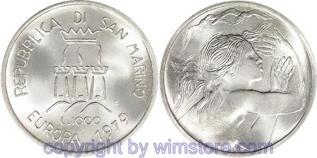 San Marino, 1000 Lire 1979, EU Parlament, KM 98, Silber, st