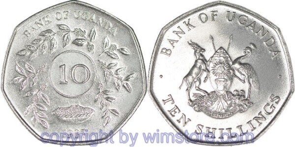 Uganda, 10 Shillings 1987, KM 30, Eisen vernickelt, st