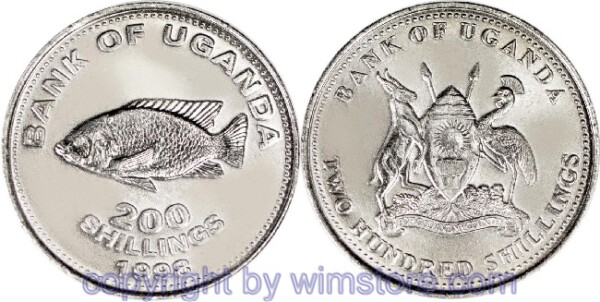 Uganda, 200 Shillings 2007, 2008, KM 68a, Eisen vernickelt