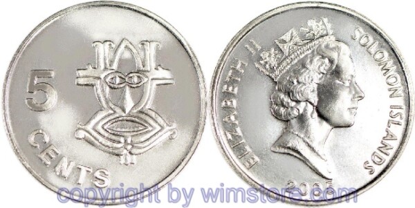 Salomon Inseln, 5 Cents 1993 - 2005, KM 26a, Eisen vernickelt