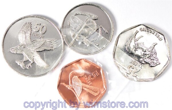 Botswana Lot: 5, 10, 25 und 50 Thebe, KM 26 - 29, st