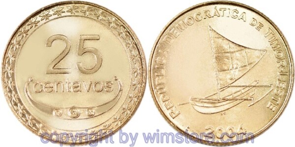 Ost Timor, 25 Centavos 2003 - 2012, KM 4, Ni/Me