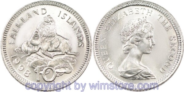 Falkland Inseln, 10 Pence 1998, 1999, KM 5.2, Ku/Ni