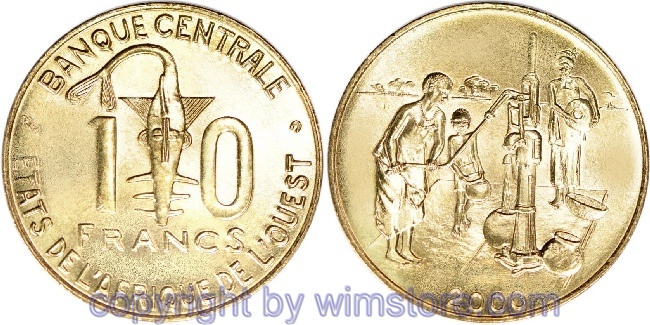 Westafrikanische Staaten, 10 Francs ab 1981, KM 10, Alu/Bro