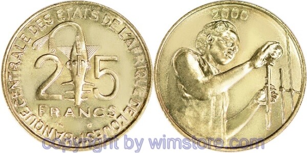 Westafrikanische Staaten, 25 Francs ab 1980, KM 9, Alu/Bro
