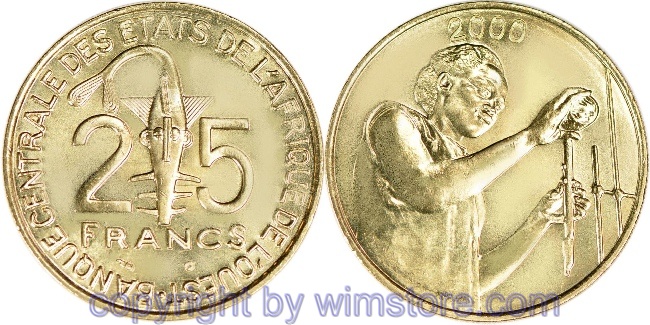 Westafrikanische Staaten, 25 Francs ab 1980, KM 9, Alu/Bro