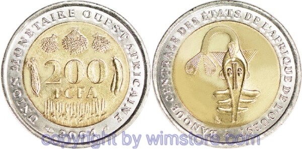 Westafrikanische Staaten, 200 Francs ab 2003, KM 14, Bi-Metall