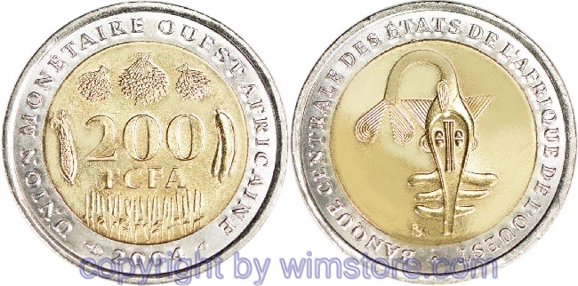 Westafrikanische Staaten, 200 Francs ab 2003, KM 14, Bi-Metall