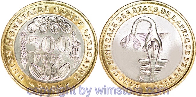 Westafrikanische Staaten, 500 Francs 2003 - 2005, 2010, KM 15, Bi-Metall