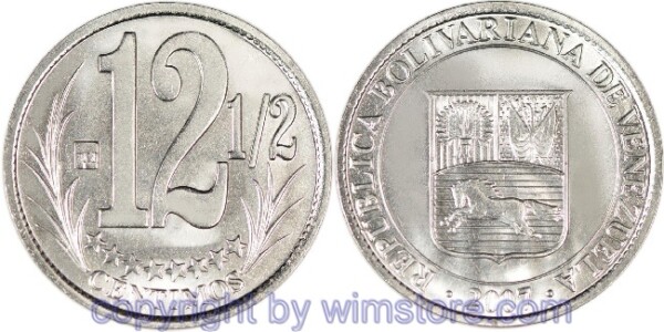 Venezuela, 12 1/2 Centimos 2007, Y 90, Eisen vernickelt