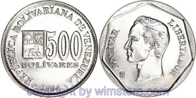 Venezuela, 500 Bolivares 2004, Y 94, Eisen vernickelt