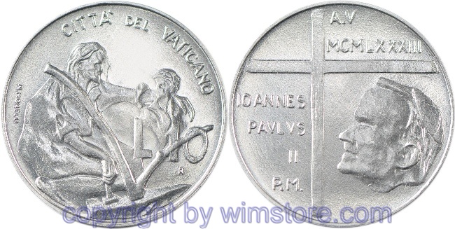Vatikan, 10 Lire 1983, Arbeit und Schule, KM 170, Aluminium