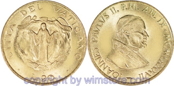 Vatikan, 20 Lire 1987, Maria wird von zwei Engeln gekrönt, KM 200, Alu/Bro