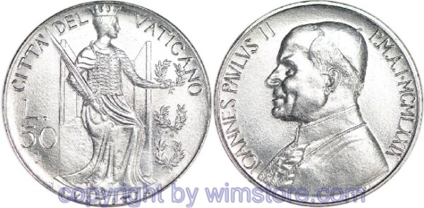 Vatikan, 50 Lire 1979, Justitia, KM 145, Stahl