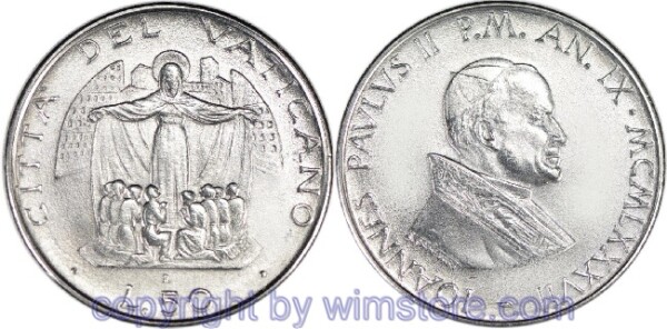 Vatikan, 50 Lire 1987, Gläubige zu Füssen Mariens, KM 201, Stahl