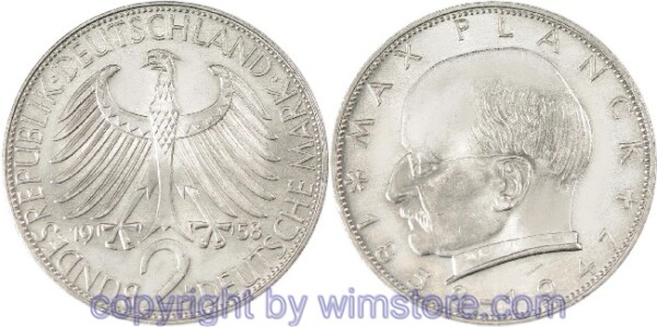 BRD, 2 Mark 1957 - 1971, Max Plank, KM 116, Ku/Ni