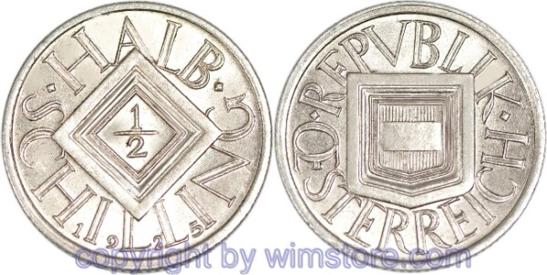 1. Republik, 1/2 Schilling 1925 - 1926, J 428, Silber