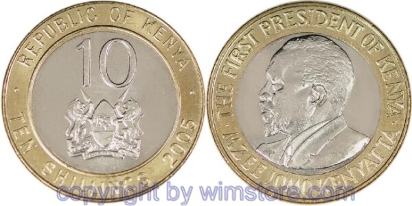 Kenia, 10 Shillings 2005, 2009, KM 35.1, Bi-Metall
