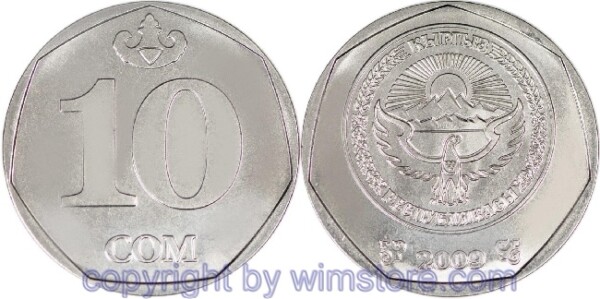 Kirgisistan, 10 Som 2009, KM 43, Stahl vernickelt