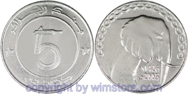 Algerien, 5 Dinars ab 1992, KM 123, Stahl