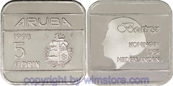Aruba, 5 Florin ab 1995, KM 12, Stahl-Nickel galvanisiert