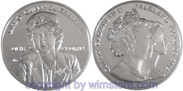 Falkland Inseln, 1 Crown 2012, Elizabeth als Krankenschwester im II. Weltkrieg, KM 166, Ku/Ni
